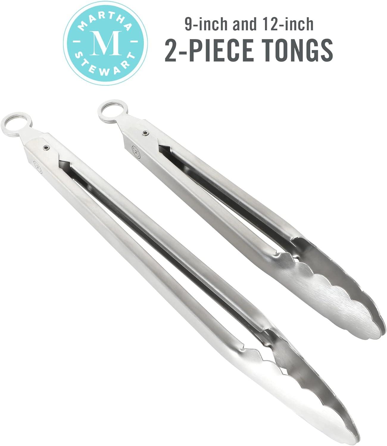 Stainless Steel 2-Piece Kitchen Tongs Set with Hanging Loop