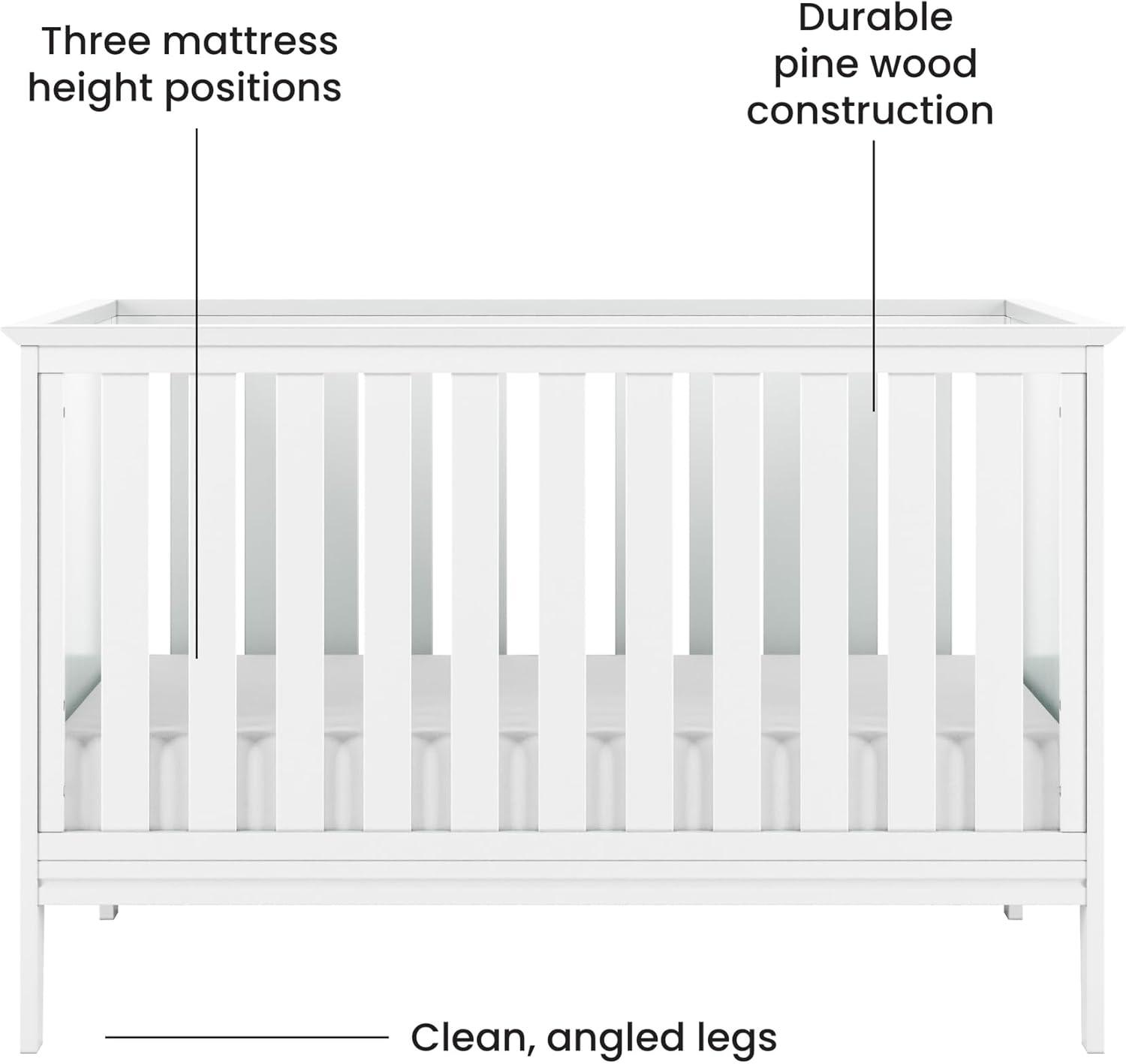 Matte White Convertible Crib and Dresser Nursery Set