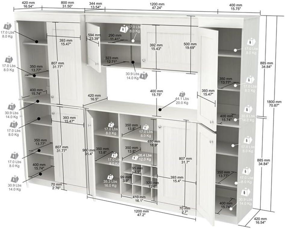 Inval 4-Piece Shaker Laminate Kitchen Cabinet System 95"W, Washed Oak