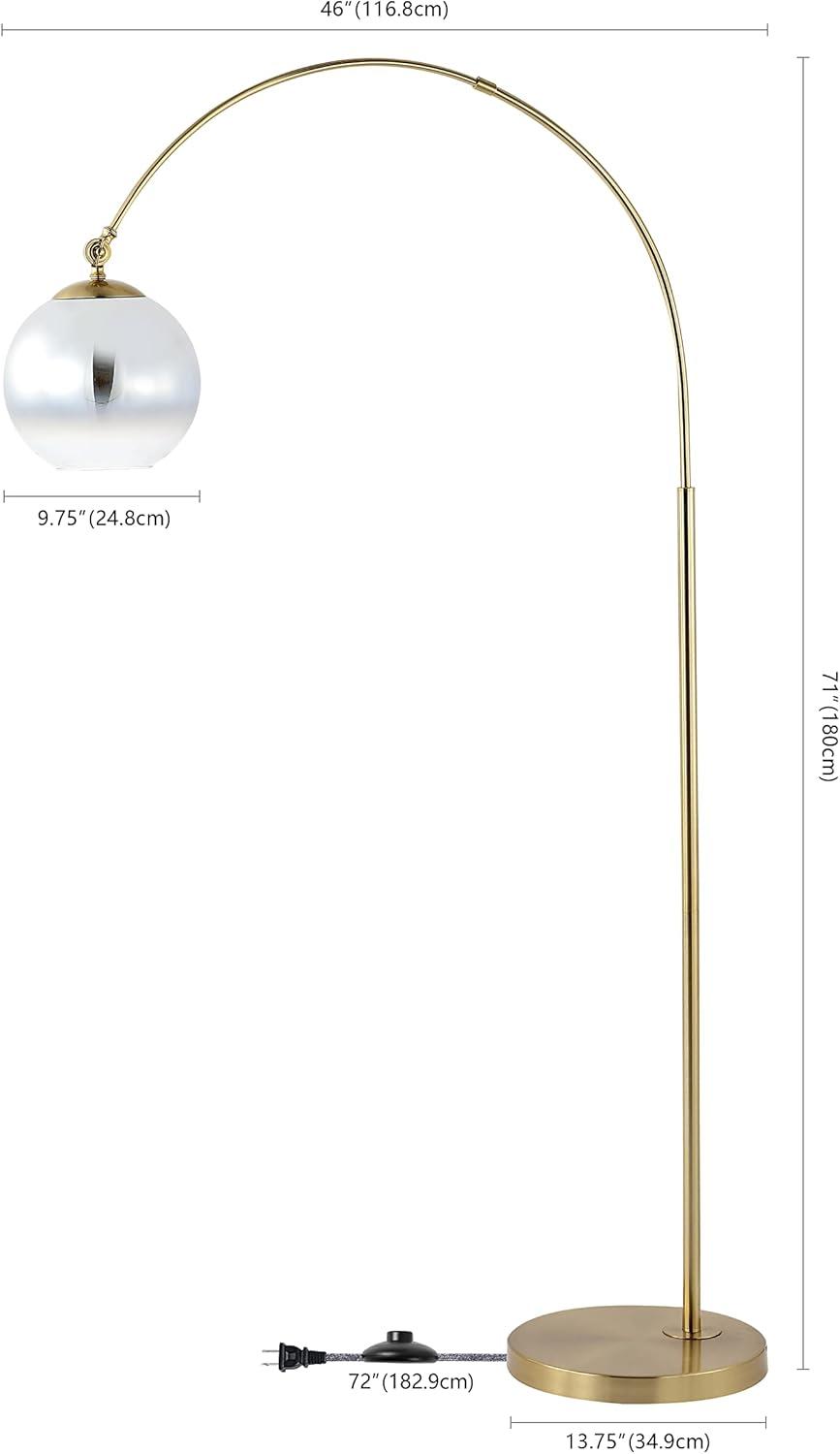 Nora Minimalistic Transitional 71" Brass Gold LED Arc Floor Lamp