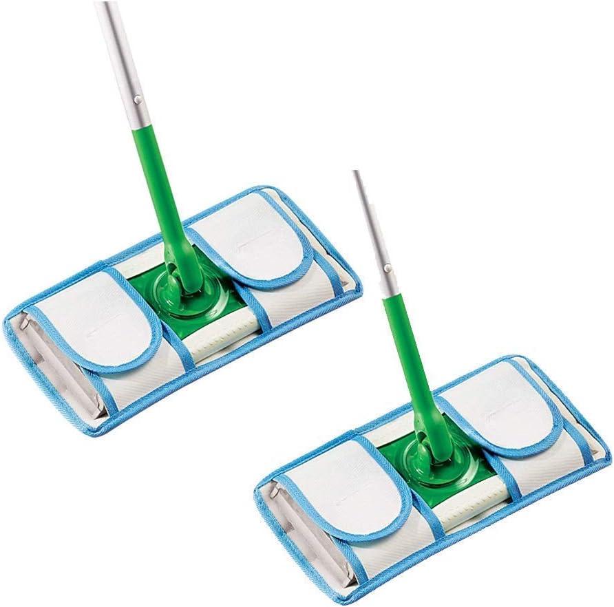 Set of 2 Universal Fit Reusable Mop Pads with Magic Fabric Straps