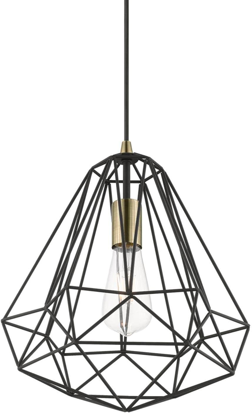 Knox 12" Textured Black and Polished Chrome 1-Light Pendant