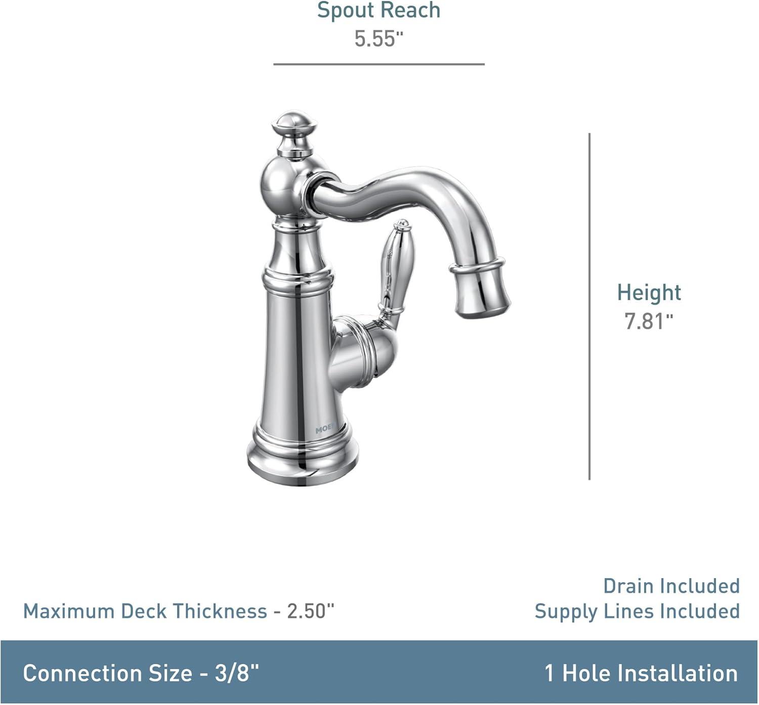 Elegant Victorian-Inspired Polished Nickel Single-Hole Bathroom Faucet