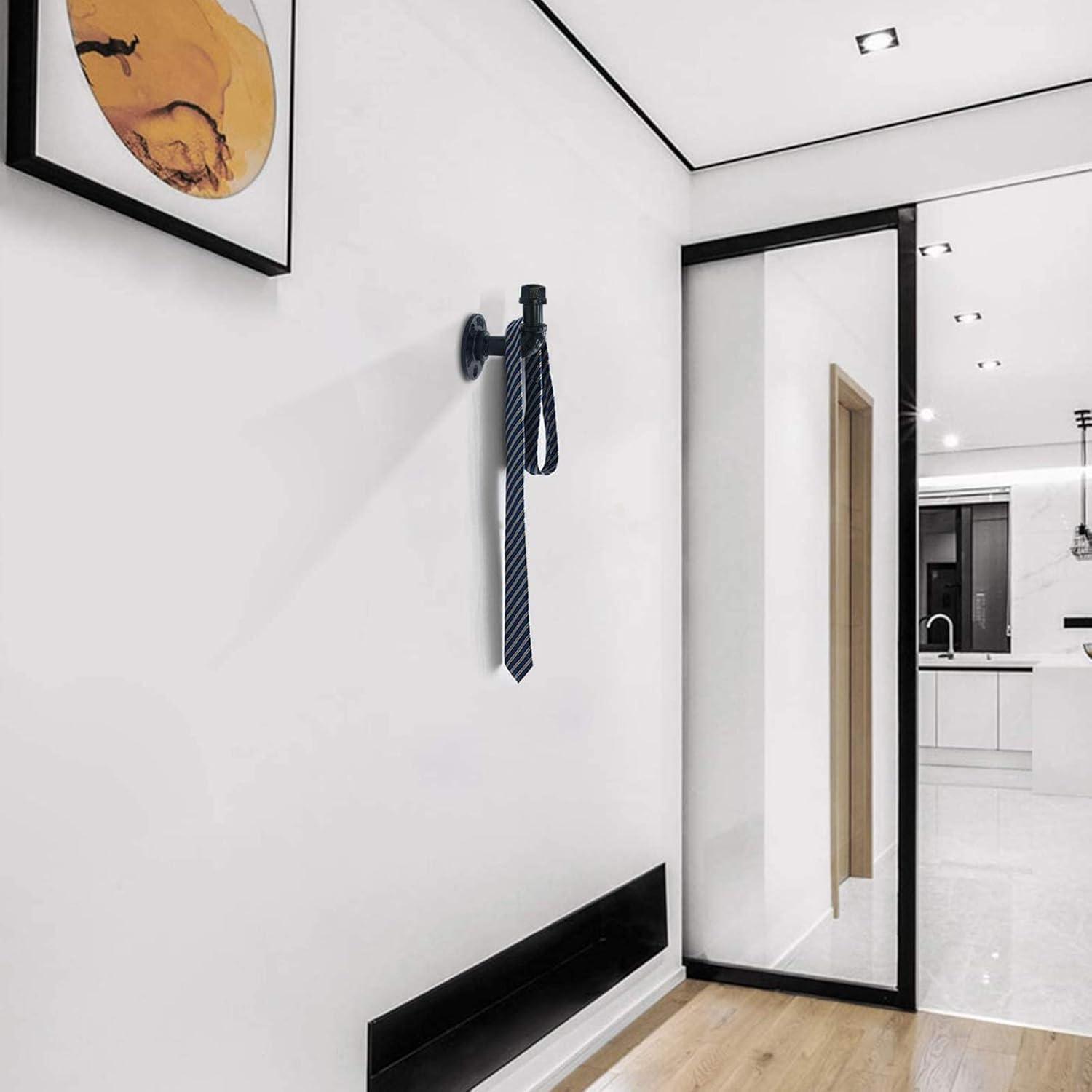 gotonovo Rustic Industrial Towel and Robe Hook Set Wall Mounted Towel Hook Kit Heavy Duty DIY Style Industrial Iron Pipe Black Finish 2 Pieces