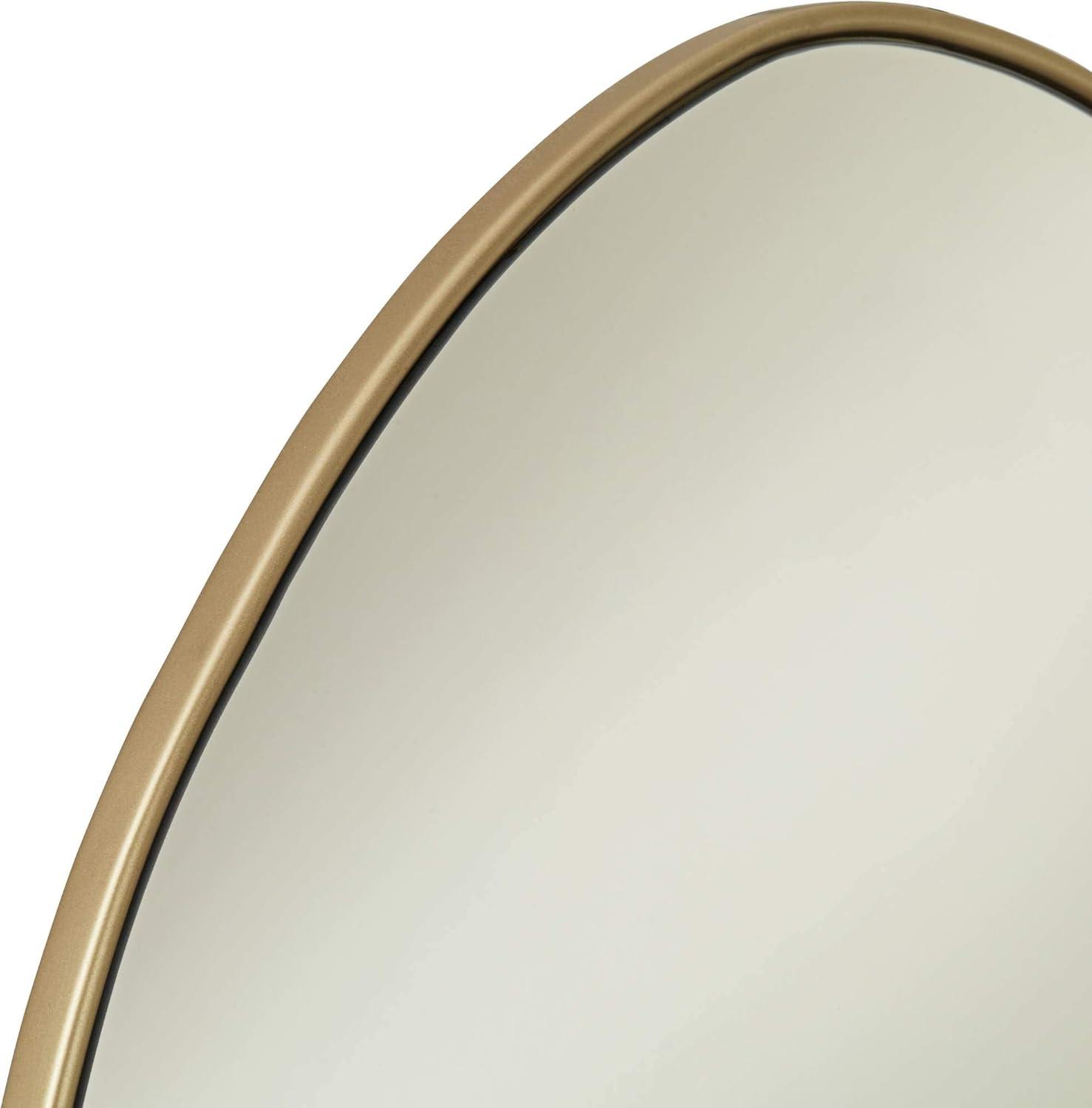 Possini Euro Design Rorschach Uneven Round Vanity Wall Mirror Modern Champagne Frame 30" Wide for Bathroom Bedroom Living Room Office Entryway House