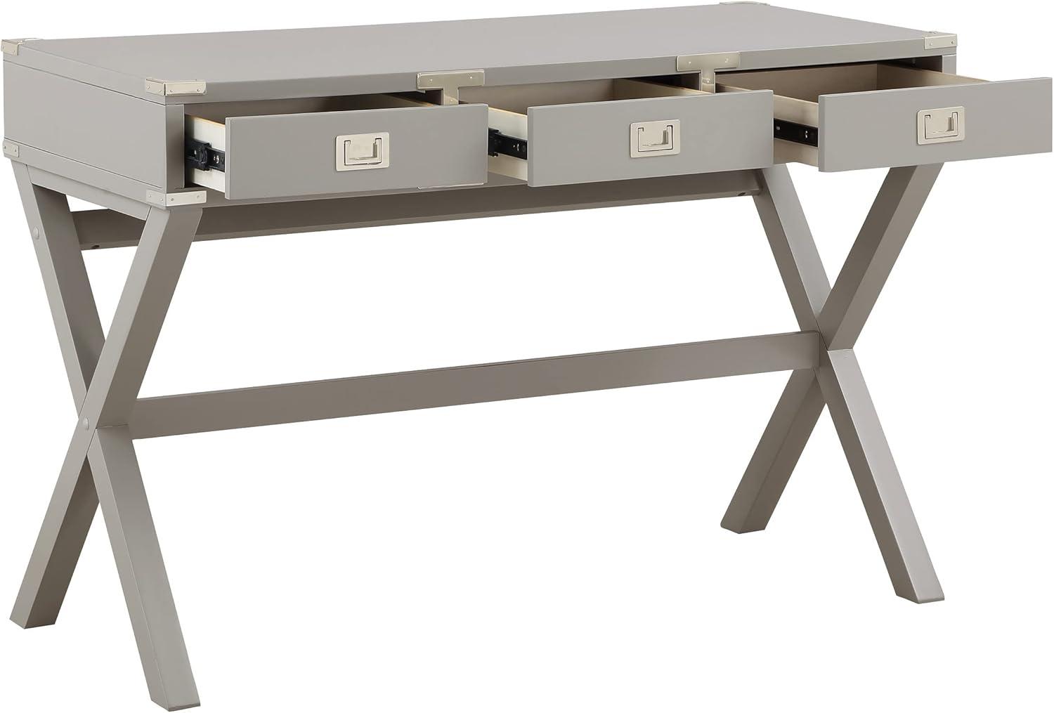 Wellington 46" Engineered Wood Desk with Power in Gray Finish
