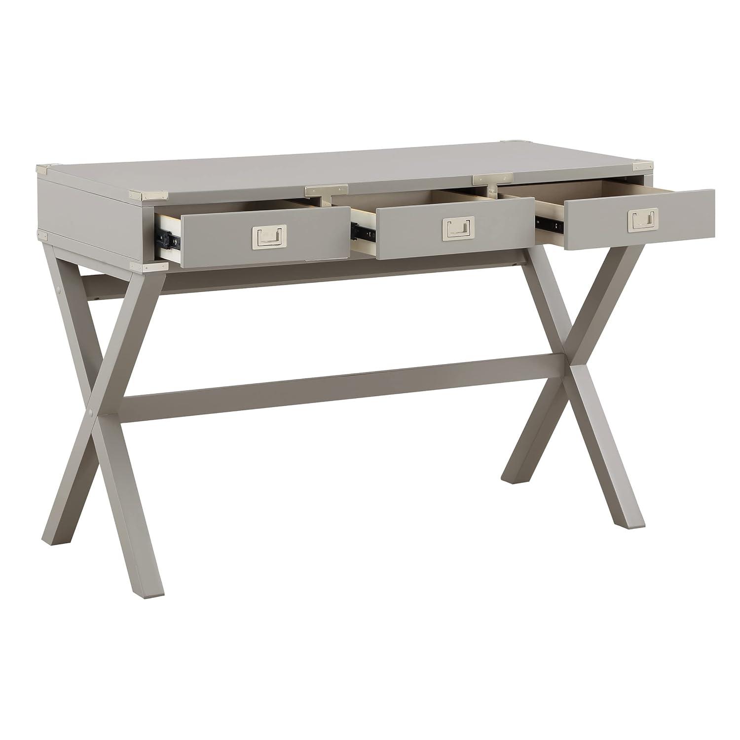 Wellington 46" Engineered Wood Desk with Power in Gray Finish