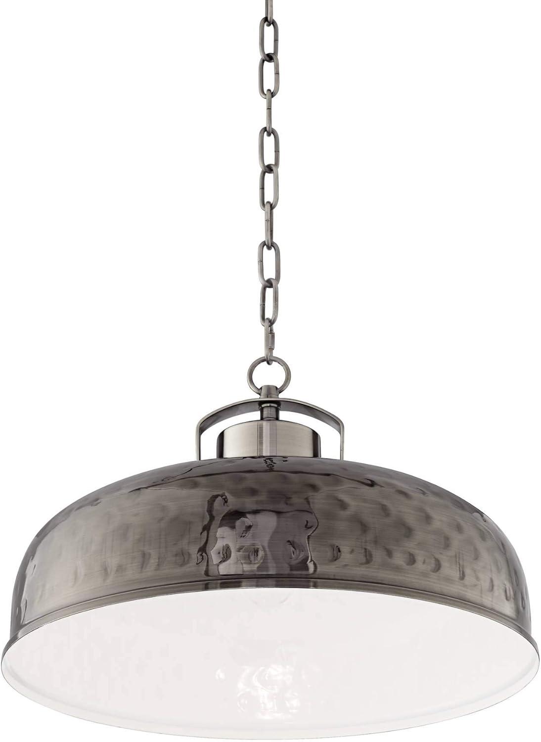 Essex 20" Brushed Nickel Hand-Hammered Bowl Pendant Light