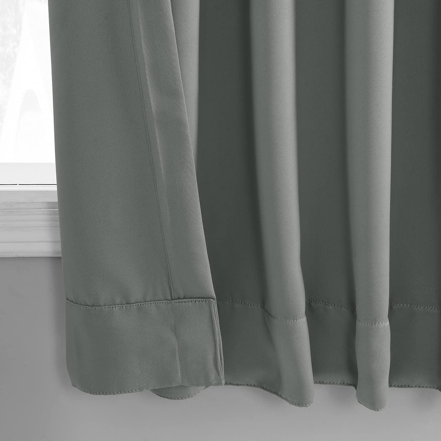 Neutral Grey Polyester Blackout Puddle Length Drapes