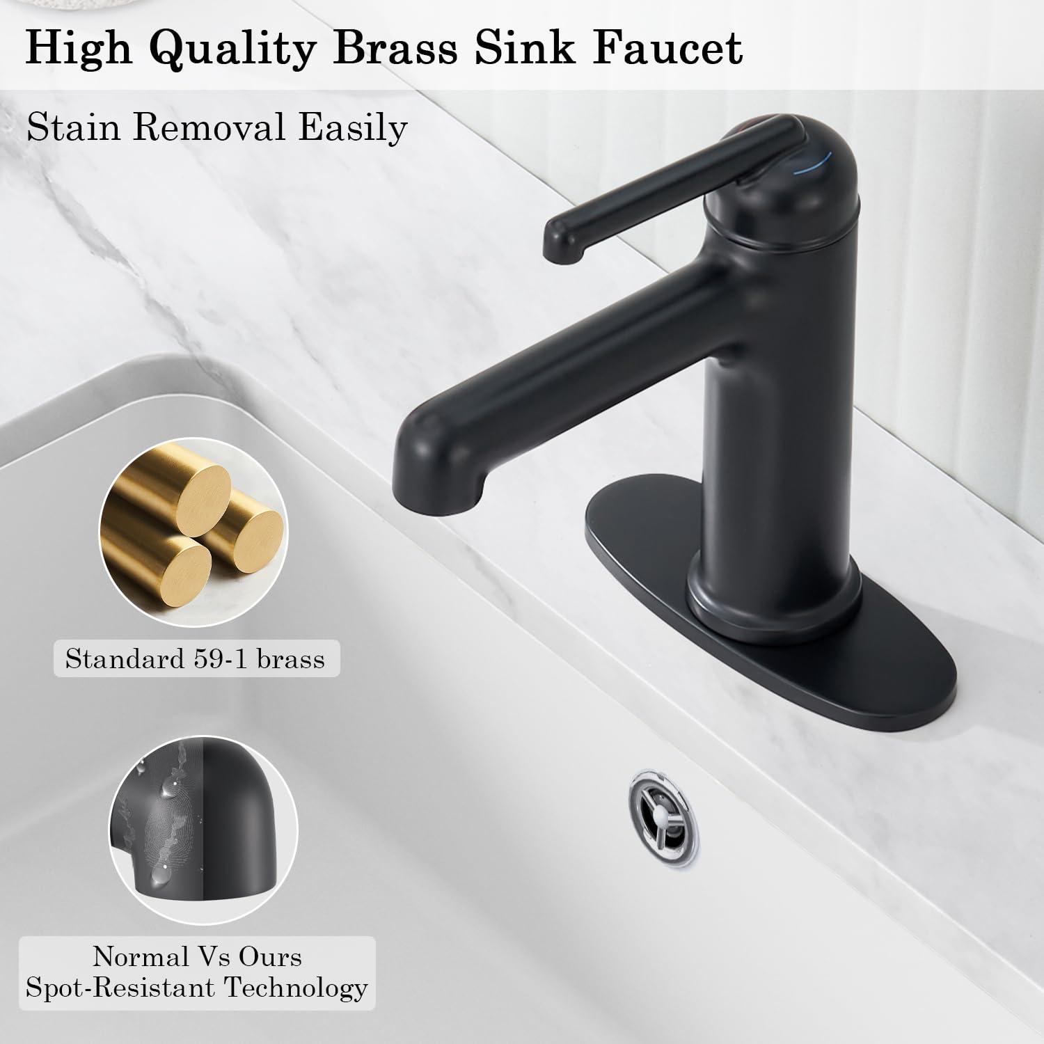 PRIMICOL YYY5G1D Bathroom faucet single hole with pop-up drain for 1-hole or 3-hole installation