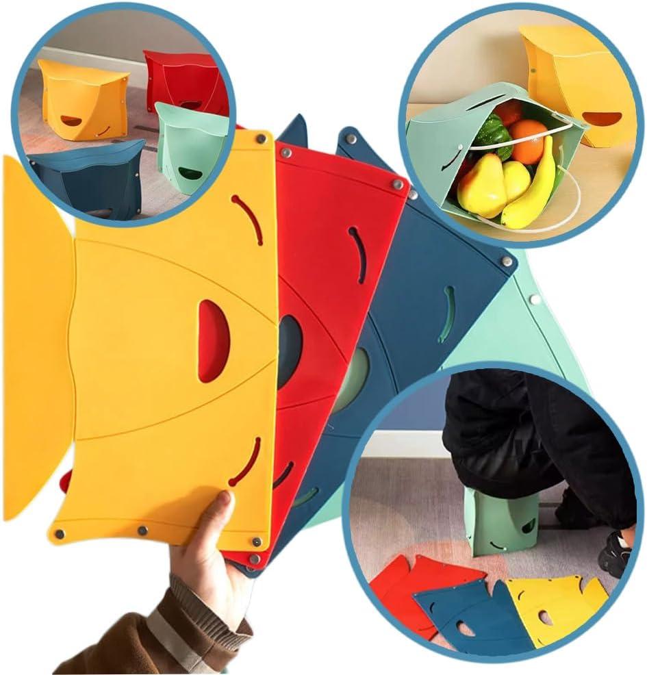 Foldable Portable Outdoor Stool, Thickness of 0.5 in, Quick Opens for Camping Hiking Picnic Fishing Subway, Lightweight Mini Folding Travel Potty Stool, Footrest for Air Travel Red