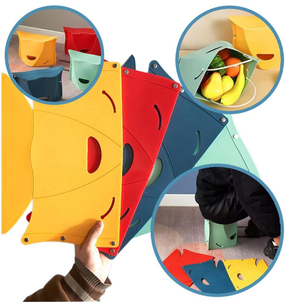 Foldable Portable Outdoor Stool, Thickness of 0.5 in, Quick Opens for Camping Hiking Picnic Fishing Subway, Lightweight Mini Folding Travel Potty Stool, Footrest for Air Travel Red