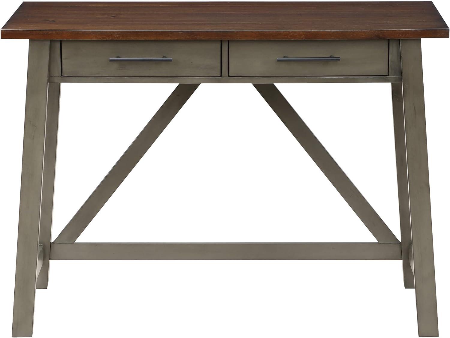 Milford Rustic Writing Desk w/ Drawers in Slate Gray Engineered Wood