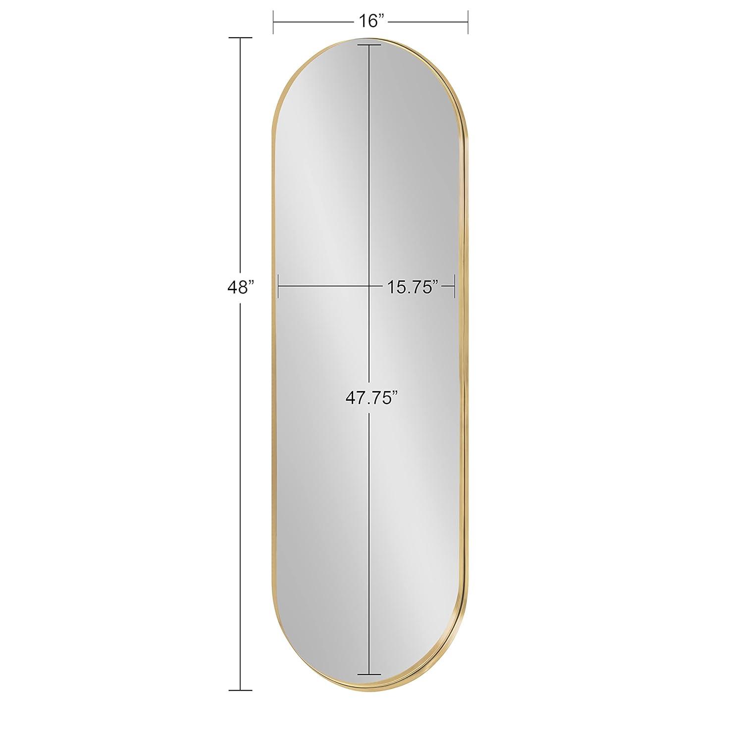 Kate and Laurel Rollo Midcentury Capsule Wall Mirror, 16 x 48, Gold, Decorative Full Length Oval Mirror for Wall