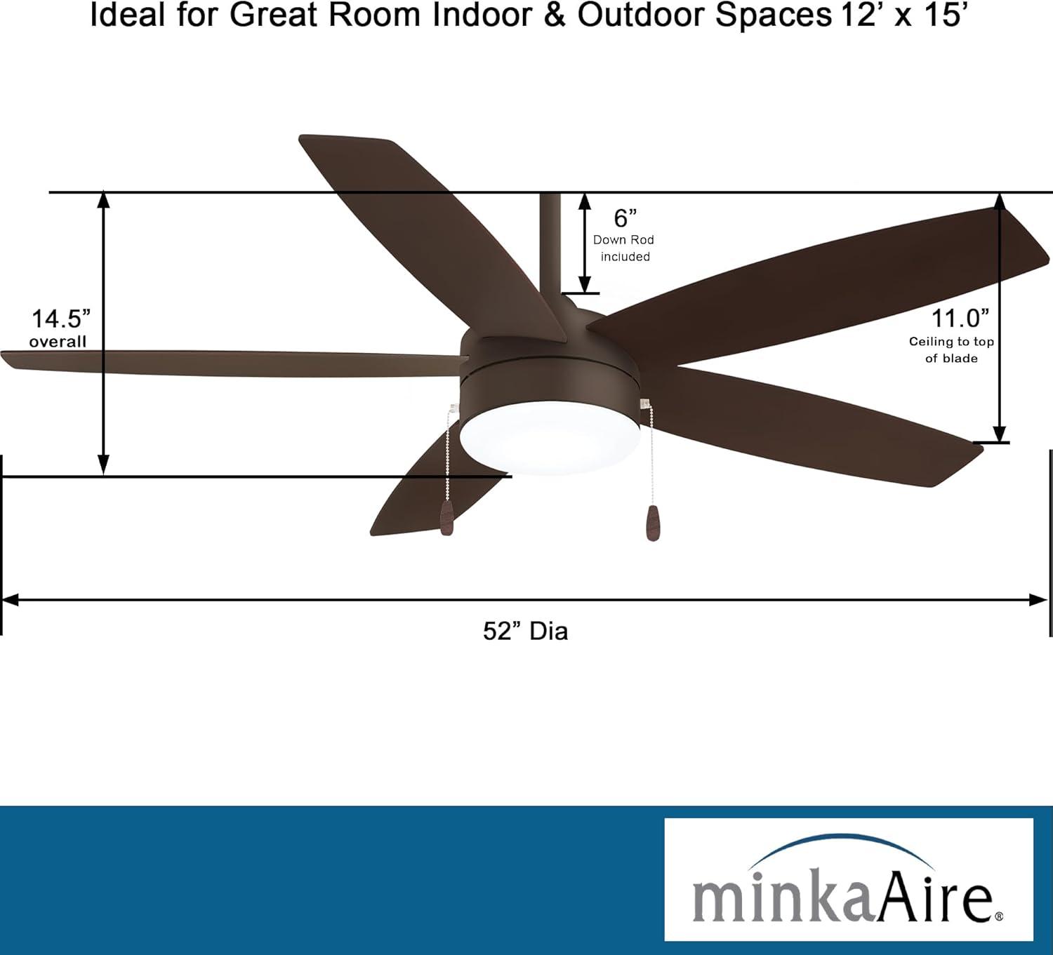 52" Airetor 5 - Blade LED Standard Ceiling Fan with Pull Chain and Light Kit Included