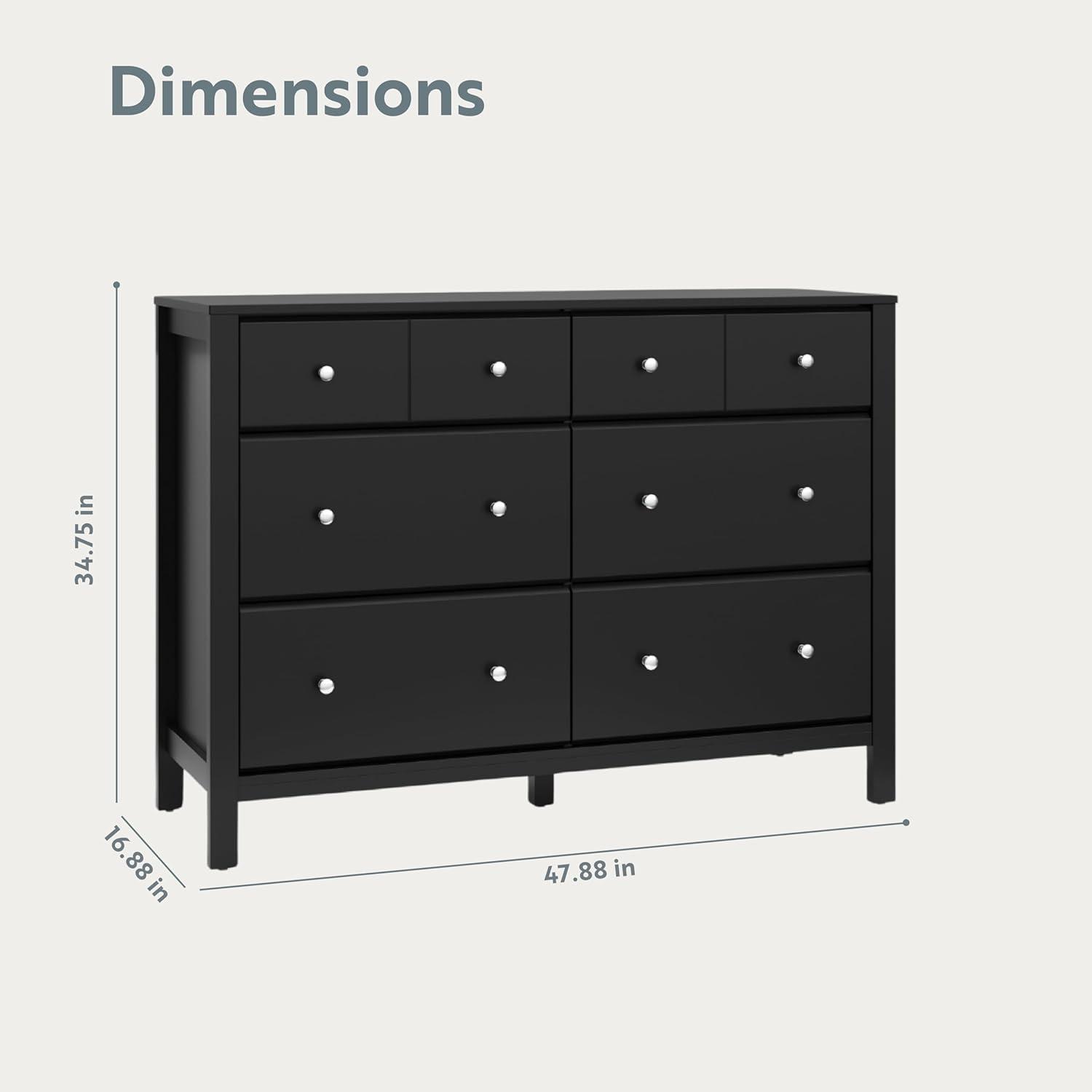 Storkcraft Horizon 6 Drawer Nursery Double Dresser, Black