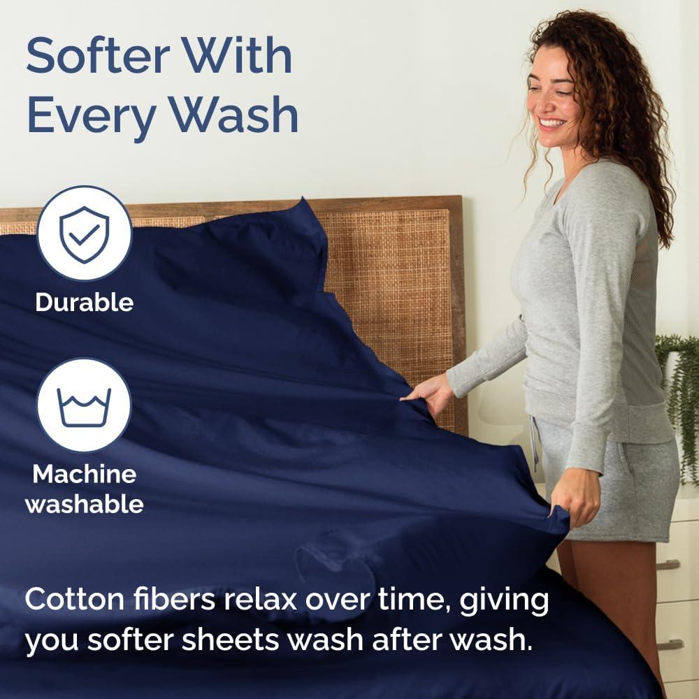 CGK Linens 4 Piece 100% Cotton 400 Thread Count Hotel Quality Bed Sheet Set