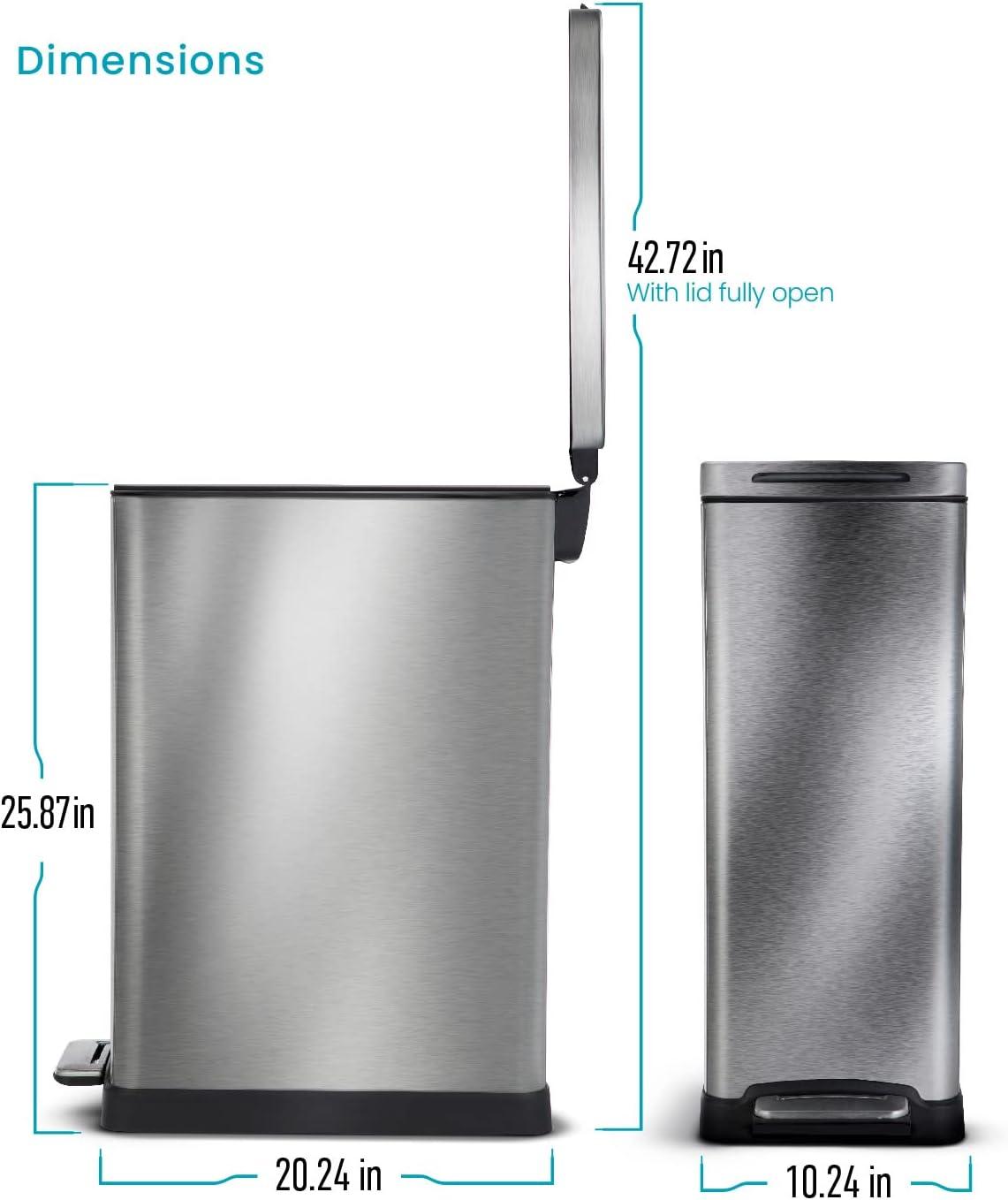 12 Gallon Stainless Steel Slim Kitchen Trash Can