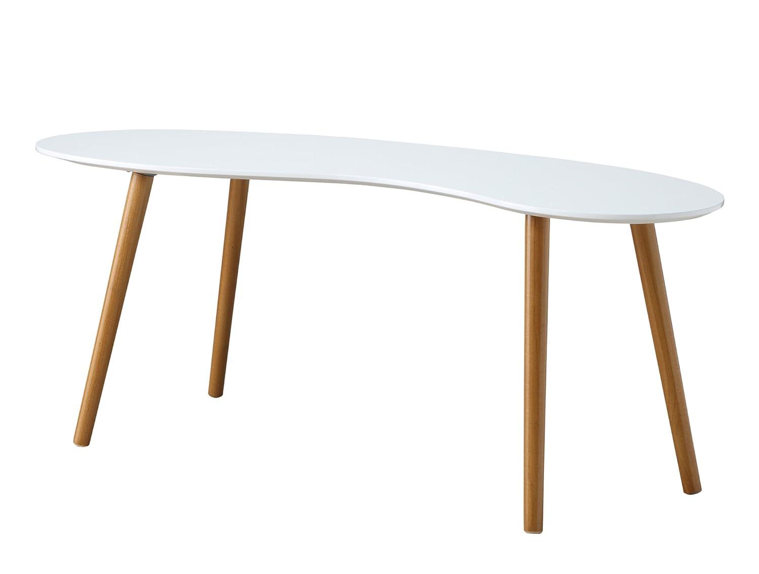 Convenience Concepts Oslo Bean-Shaped Coffee Table in Glossy White Wood Finish