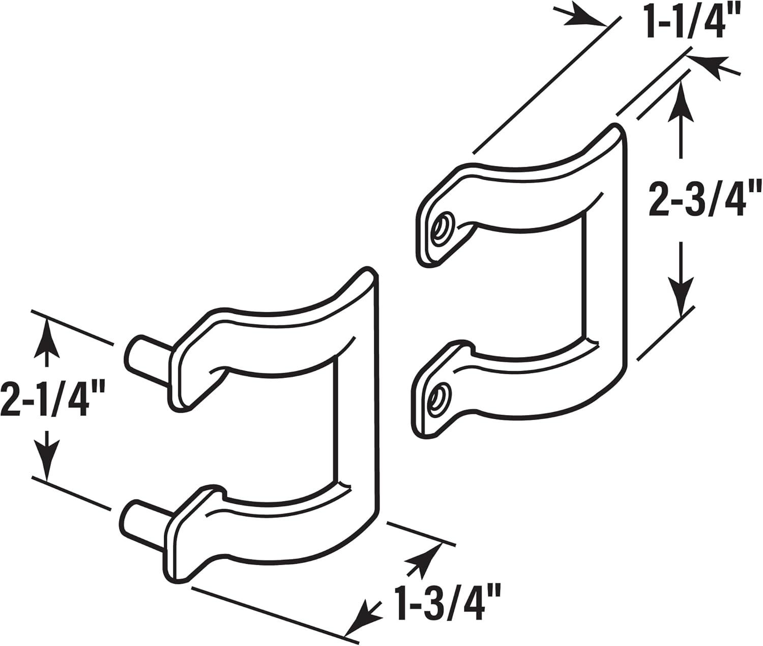 Diecast Shower Door Handle Set for Shower Doors or Tub Enclosure, 2 Hole Center, Chrome (1 Set)