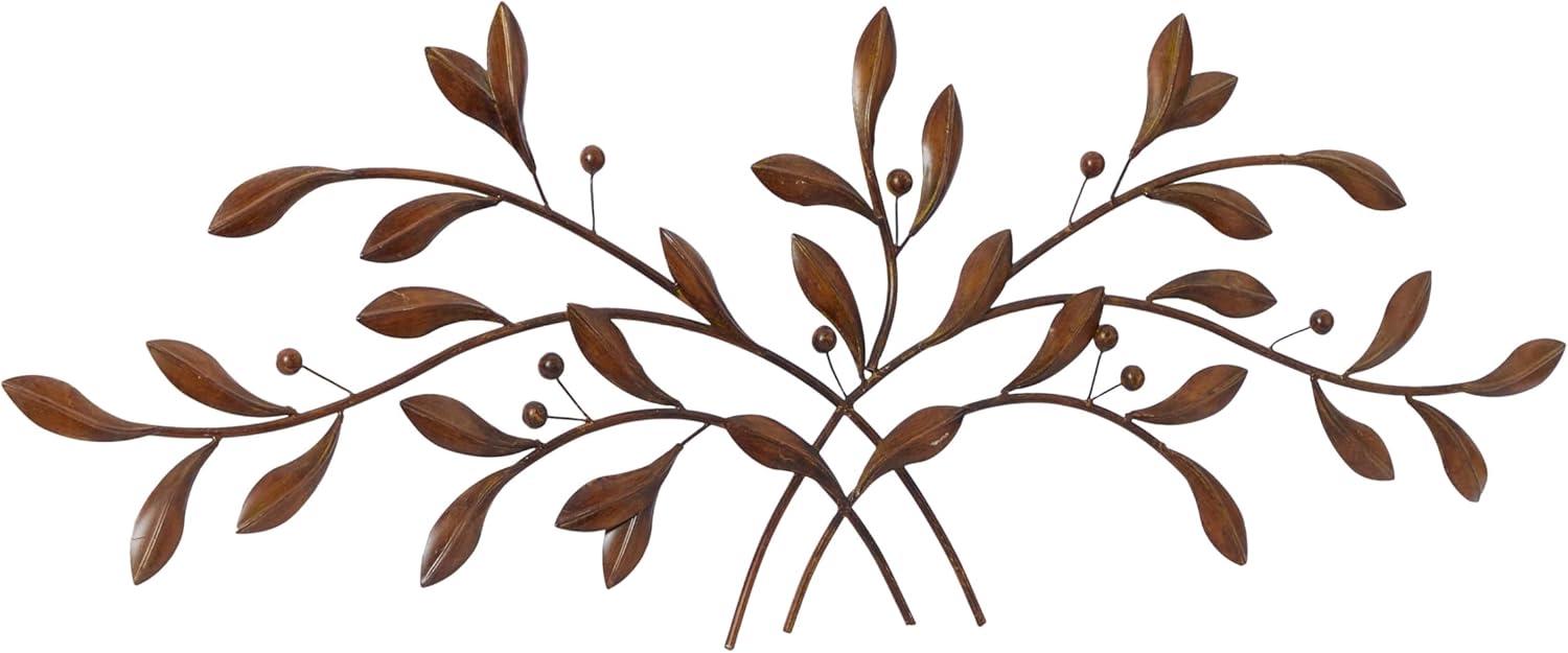 DecMode Brown Metal Leaf Wall Decor