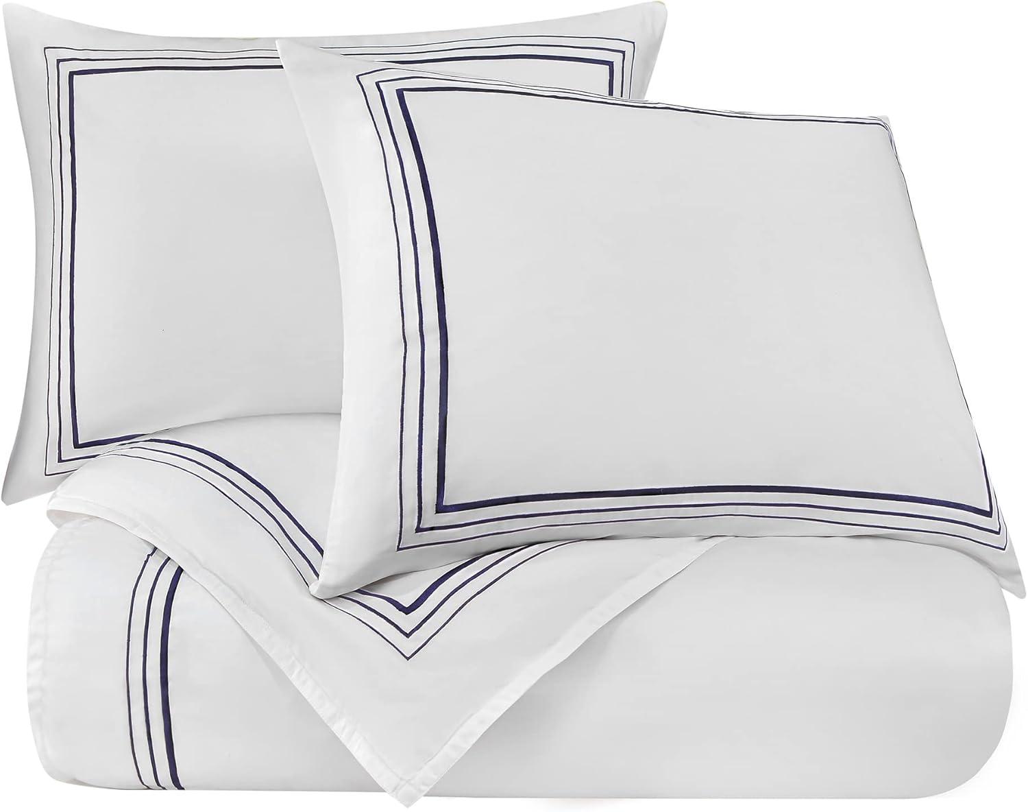 Twin White Cotton Embroidered Bedspread Cover Set