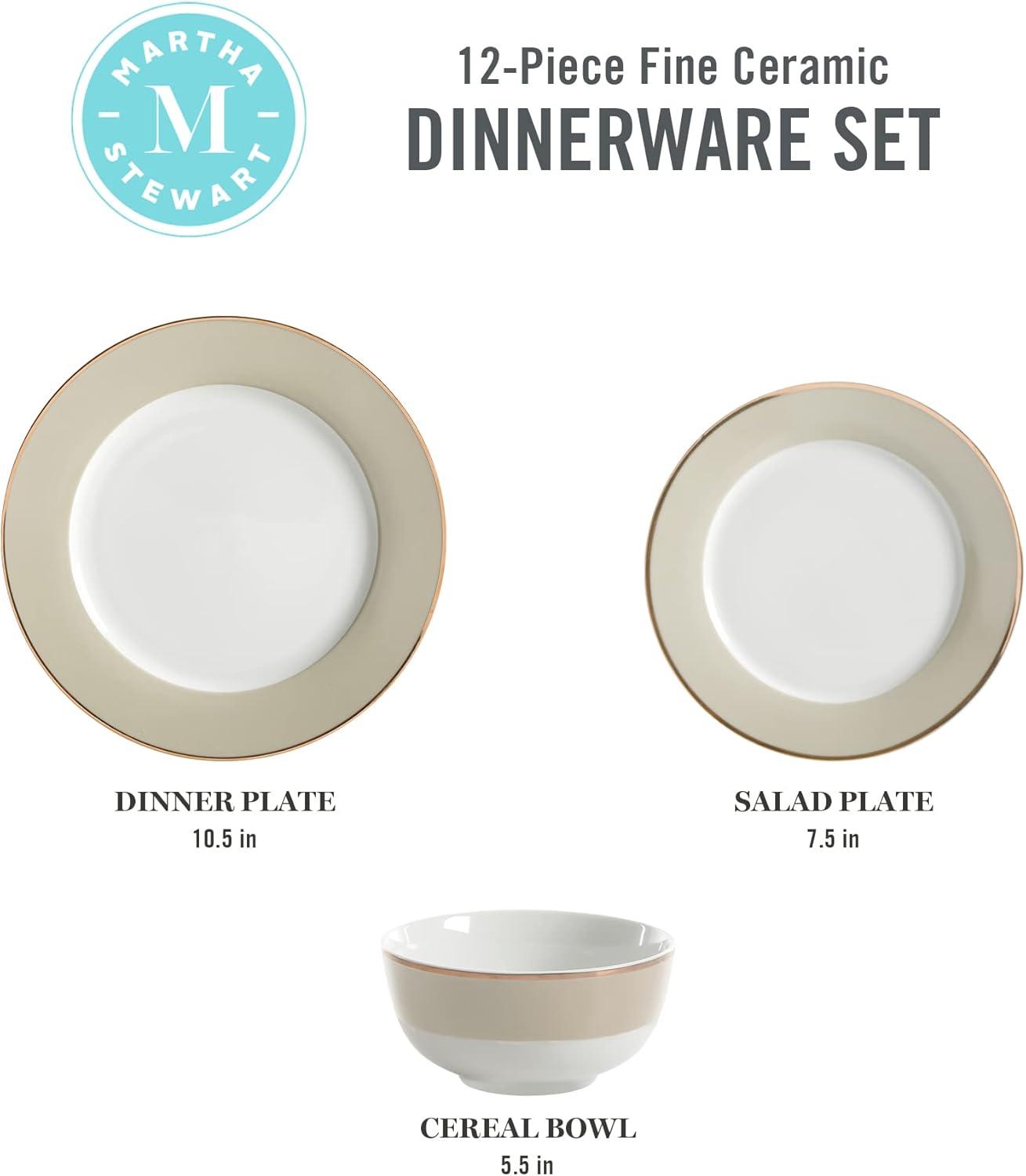 Martha Stewart Gracie Lane Ceramic Dinnerware Set - Service for 4