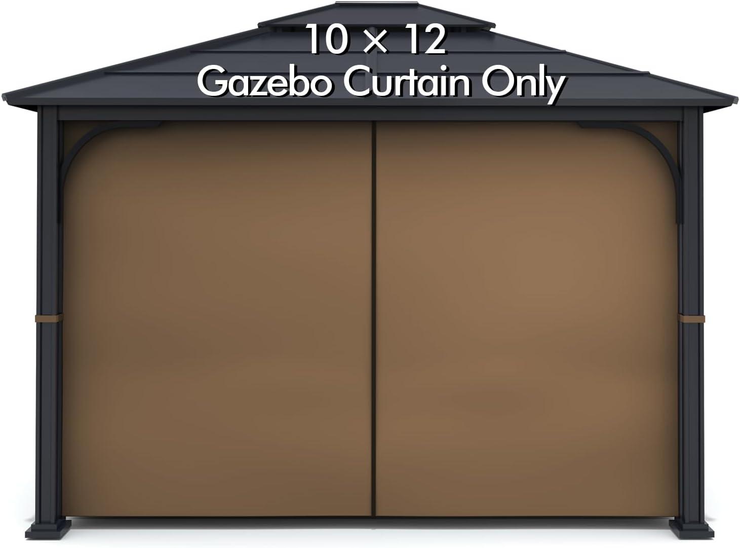 Gazebo Universal Replacement Privacy Curtain - Wonwon Privacy Panel Canopy Side Wall with Zipper for 10' x 12' Outdoor Gazebo (Brown)