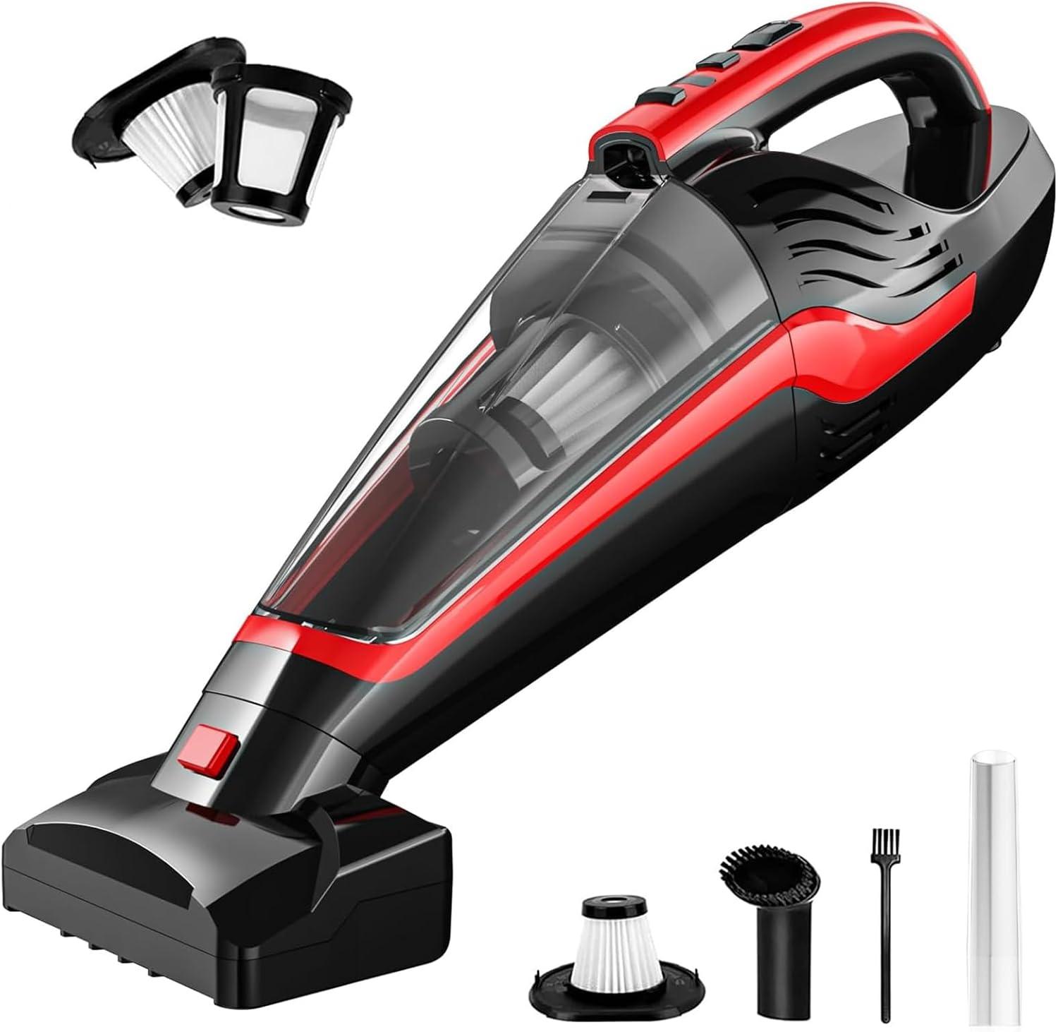 Pet Hair Handheld Vacuum, Car Vacuum Portable Cordless With Reusable Filter And Motorized Brush, Hand Vacuum Cordless Rechargeable For Carpet, Couch & Stairs