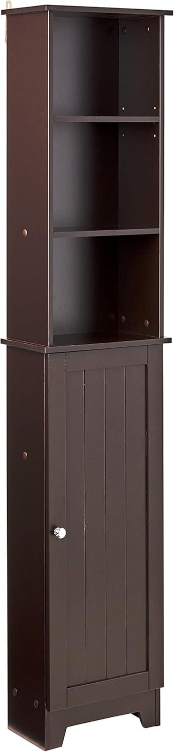 Espresso Contemporary Country Tall Floor Cabinet with Adjustable Shelves