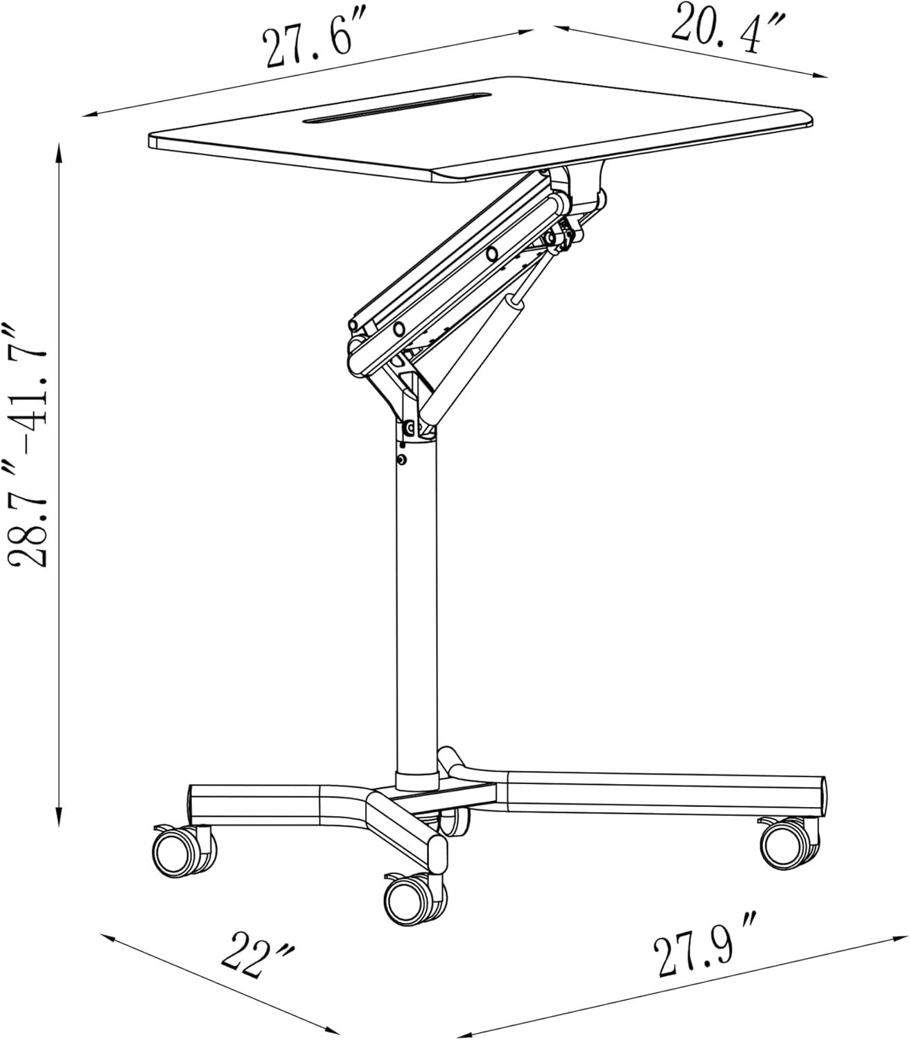 Realspace® 28"W Mobile Sit-to-Stand Compact Desk/Laptop Cart Workstation, 28-3/4"H x 28"W x 22-1/16"D, Black