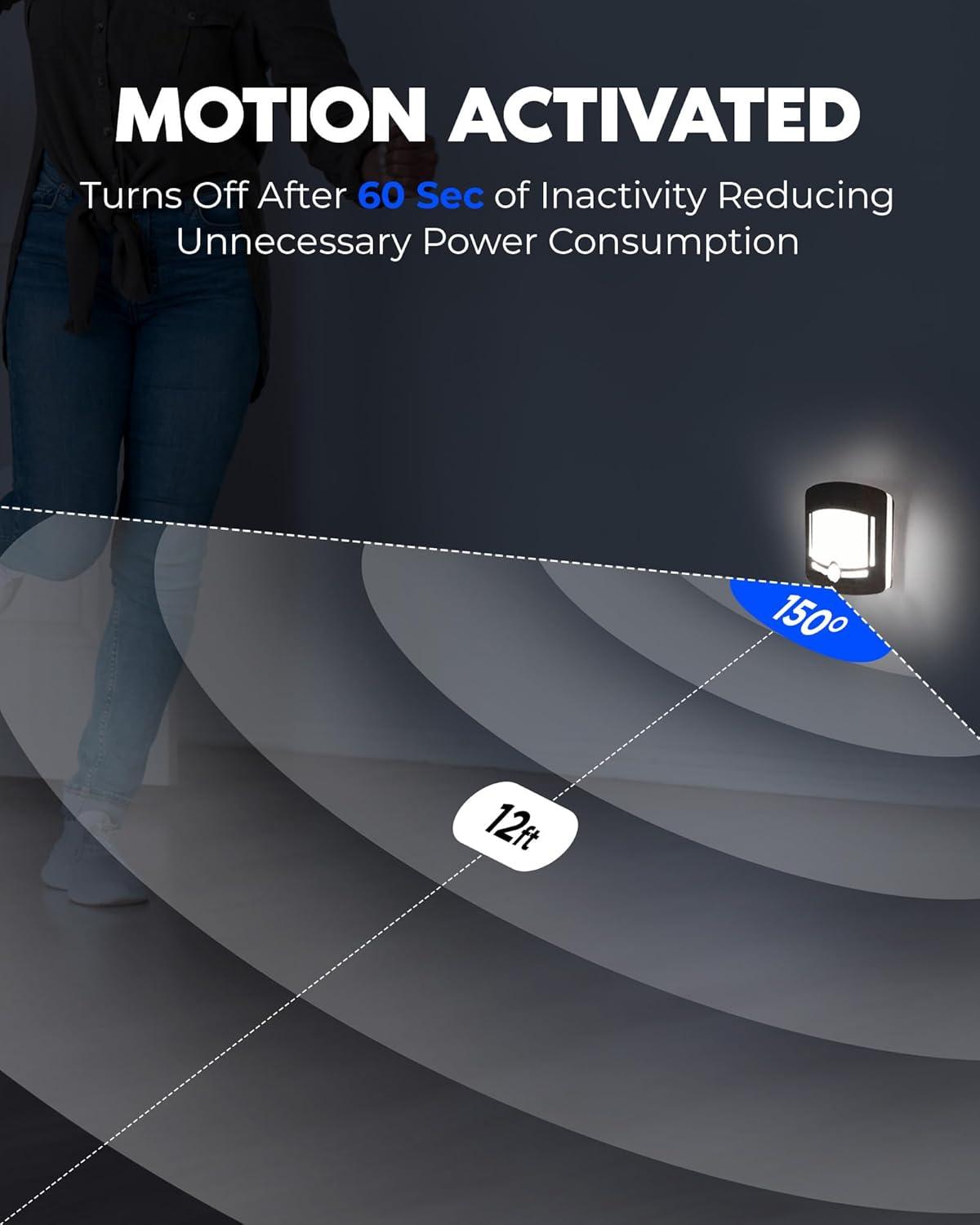 Bell+Howell Night Light 2 Sets Motion Activated Touchless Dimming Control Stick-Anywhere Closet Lights Stair Lights Wall Lights