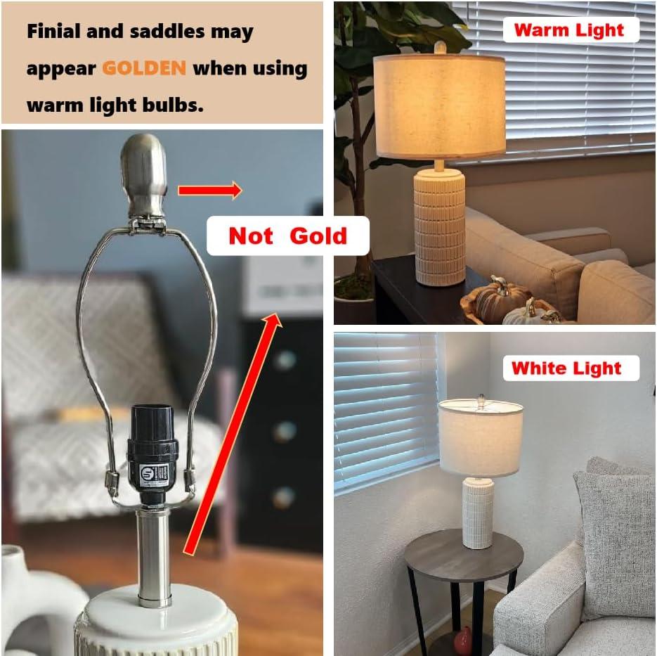 23" Modern Ceramic Table Lamp Set of 2 for Living Room White Desk Lamps for Bedroom Farmhouse Bedside Nightstand Bedside Lamp End Table Lamps Beige