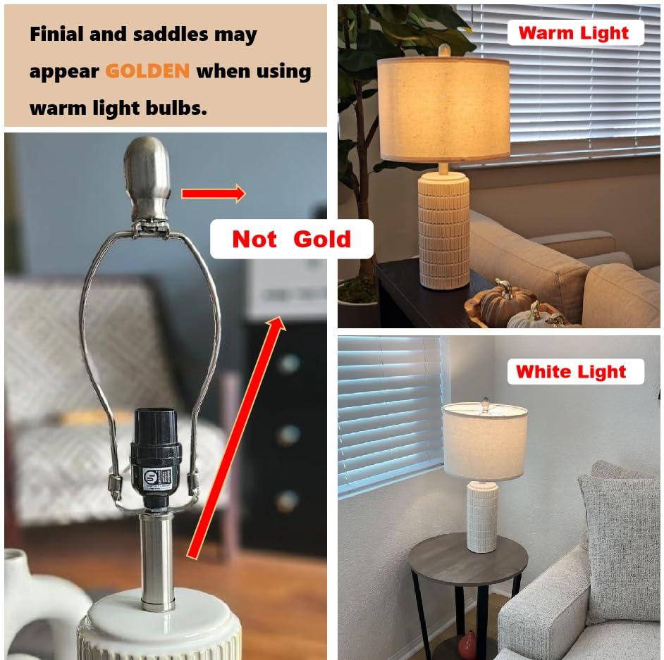 23" Modern Ceramic Table Lamp Set of 2 for Living Room White Desk Lamps for Bedroom Farmhouse Bedside Nightstand Bedside Lamp End Table Lamps Beige