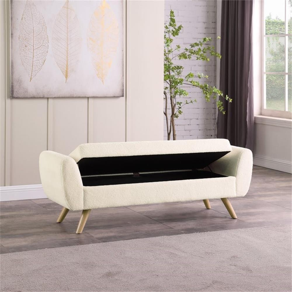 HomePop Modern Boucle Storage Bench with Wood Legs