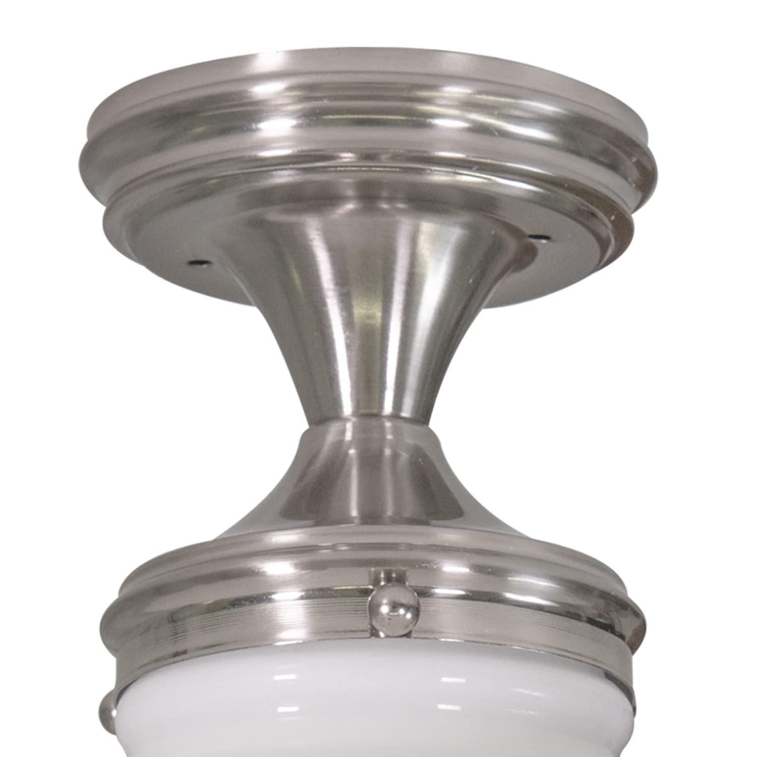 Design House Schoolhouse 9" Semi-Flush Mount Ceiling Light, Satin Nickel