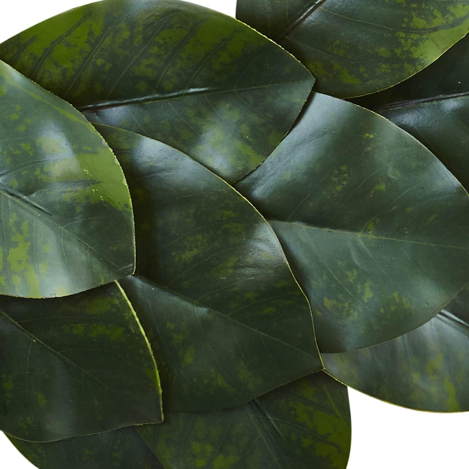 Artificial Magnolia Leaf Wreath for Outdoor Decor, 24 Inches