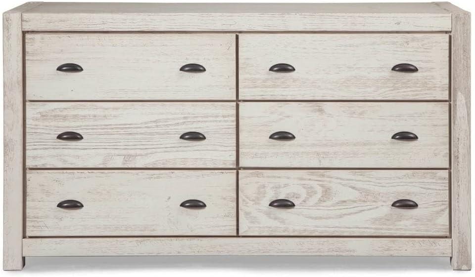 Montauk Double Driftwood Dark Wood Farmhouse Dresser with Extra Deep Drawer