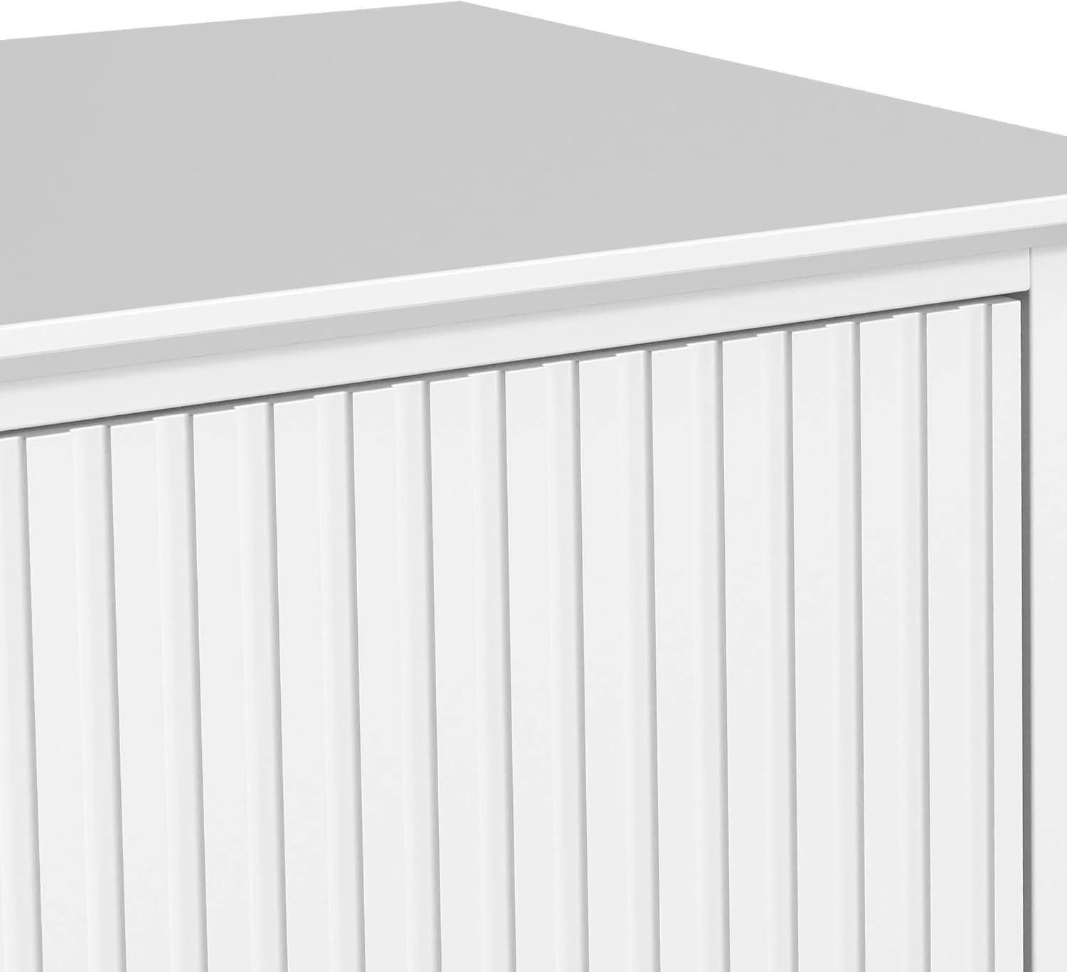 RoyalCraft White Fluted 6 Drawer Dresser for Bedroom, Modern Chest of Drawers, Wood Dresser for Storage Clothes, Wooden Storage Cabinet for Bedroom, Hallway, Living Room, Entryway