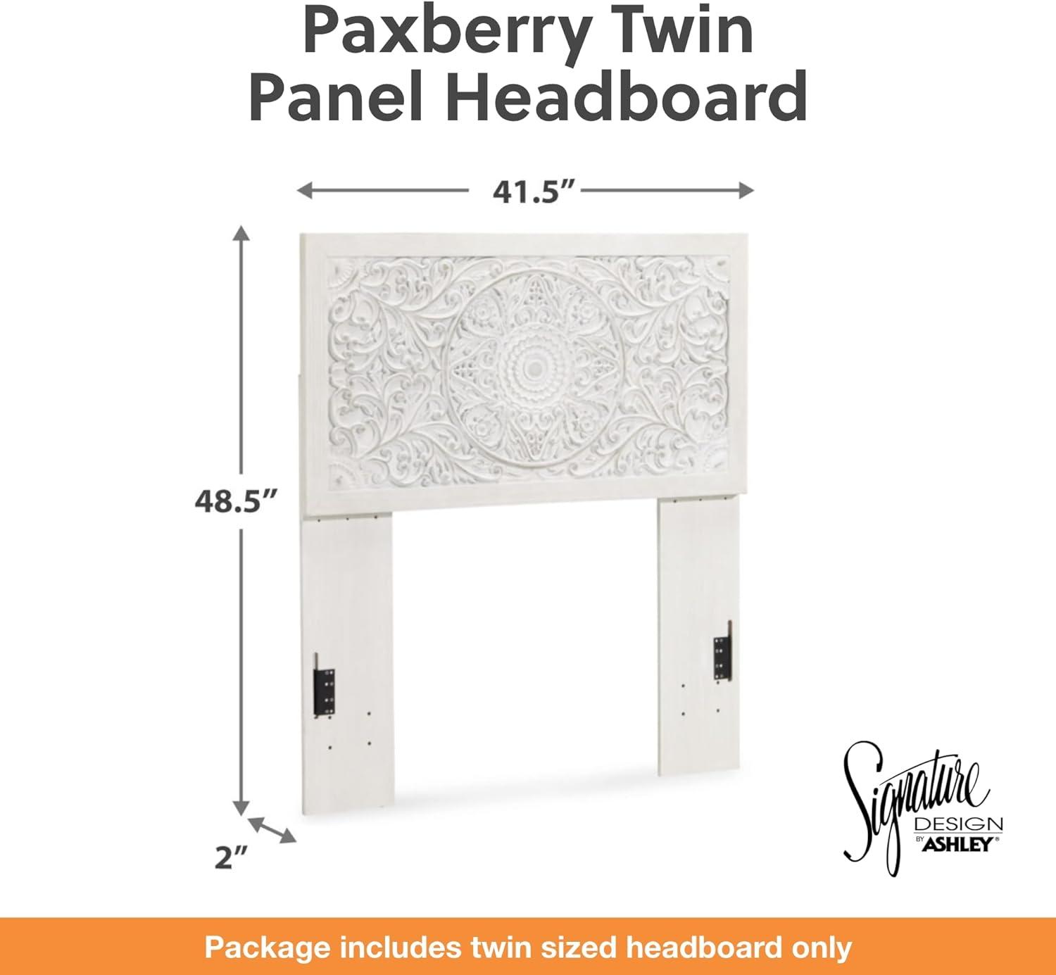 Signature Design by Ashley Traditional Paxberry Twin Panel Headboard, Whitewash