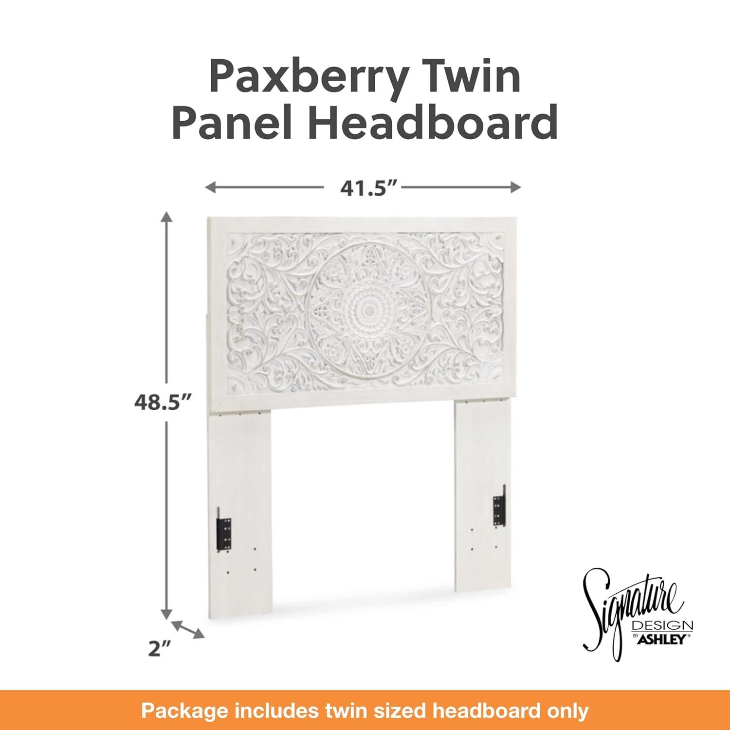 Signature Design by Ashley Traditional Paxberry Twin Panel Headboard, Whitewash
