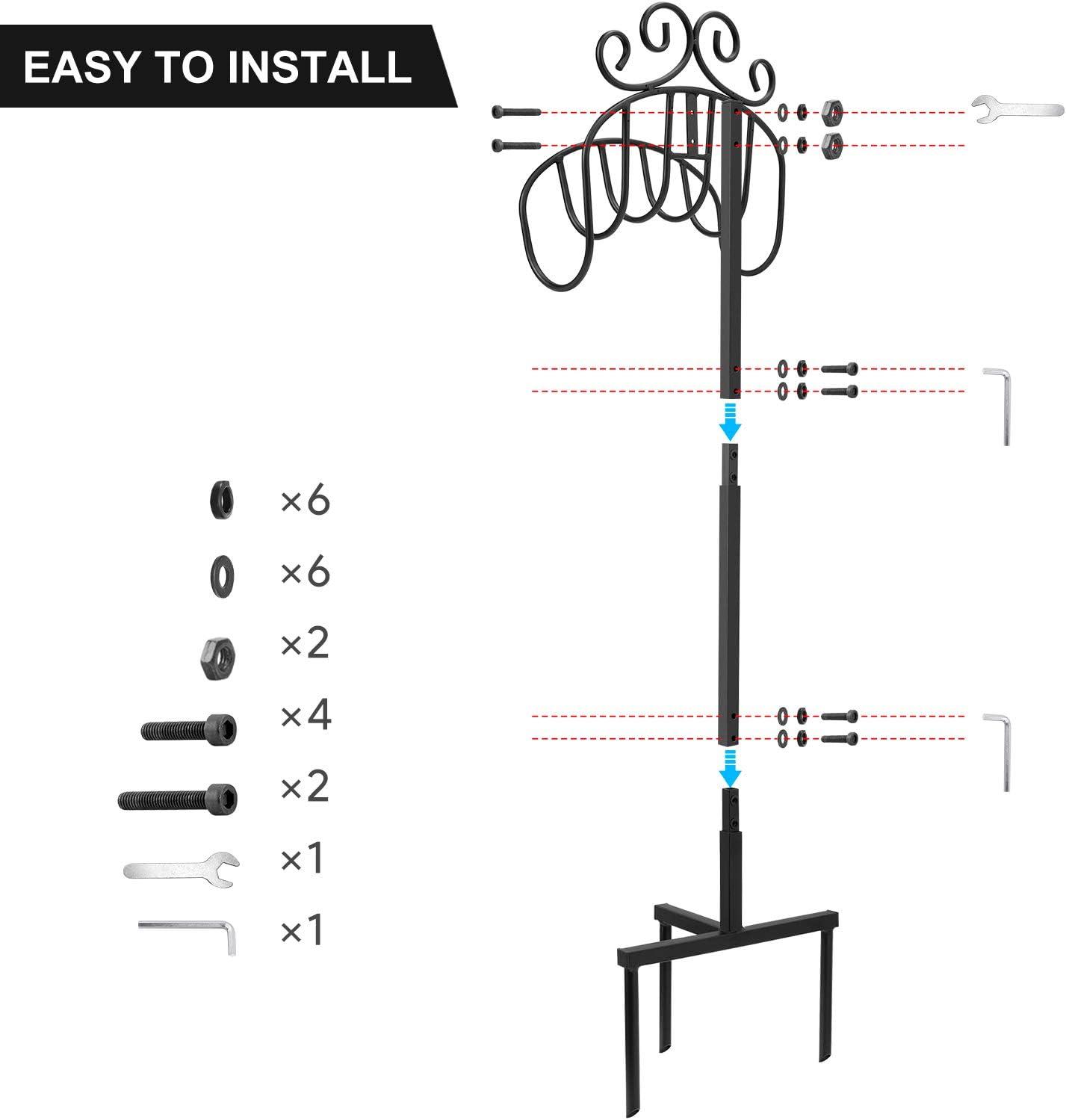 Black Wrought Iron Freestanding Decorative Hose Holder