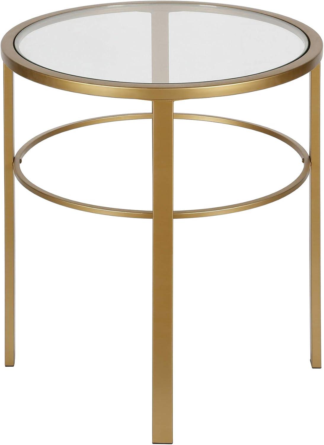 Evelyn&Zoe Gaia 20" Wide Round Side Table, Brass