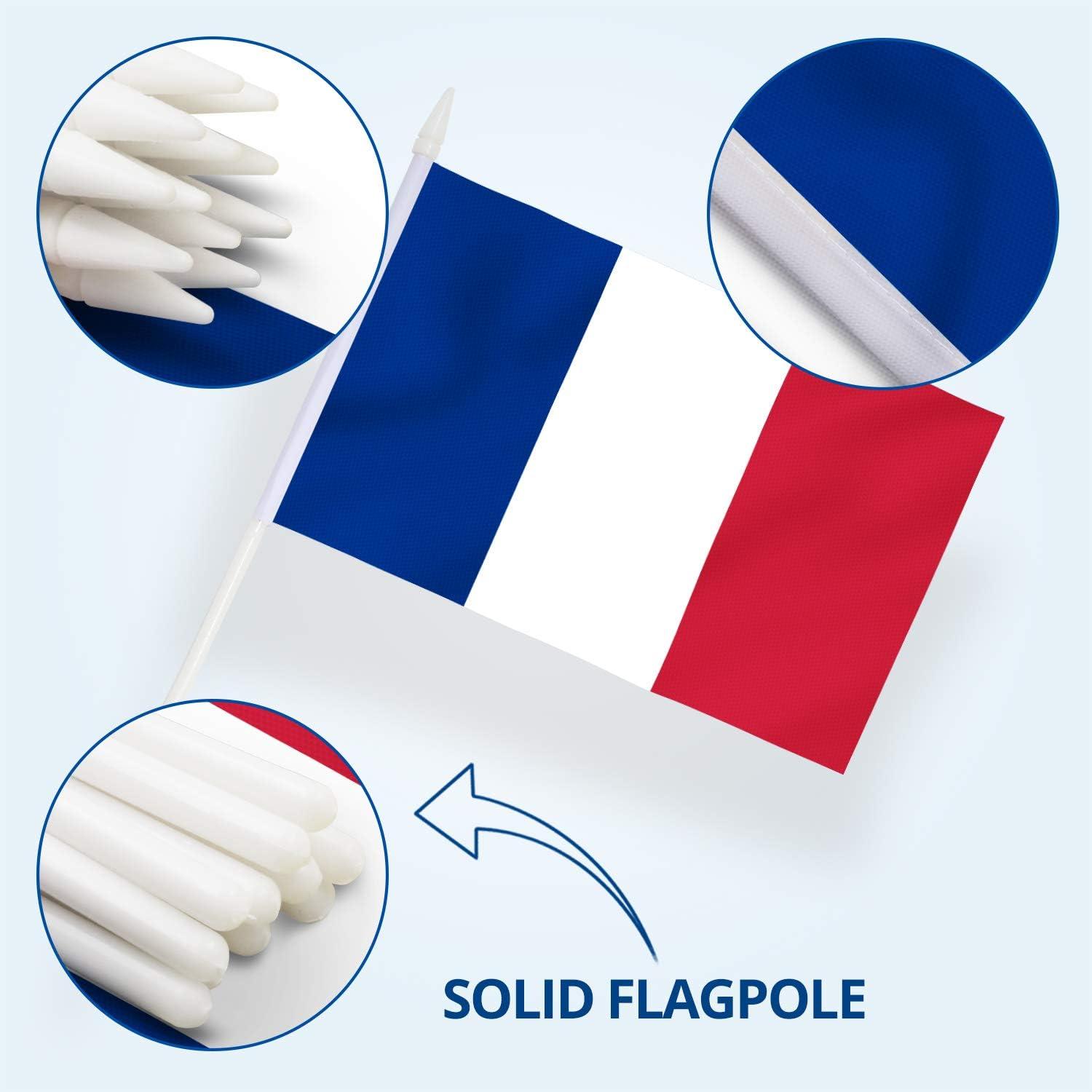 Anley France Mini Flag 12 Pack - Hand Held Small Miniature French Flags