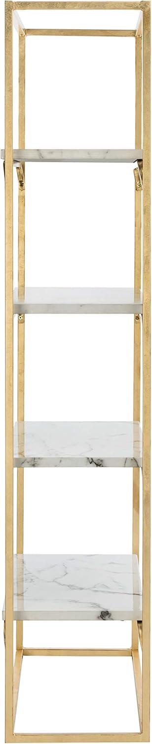 Fiora 4-Tier Etagere - Gold Foil/Faux White Marble - Safavieh