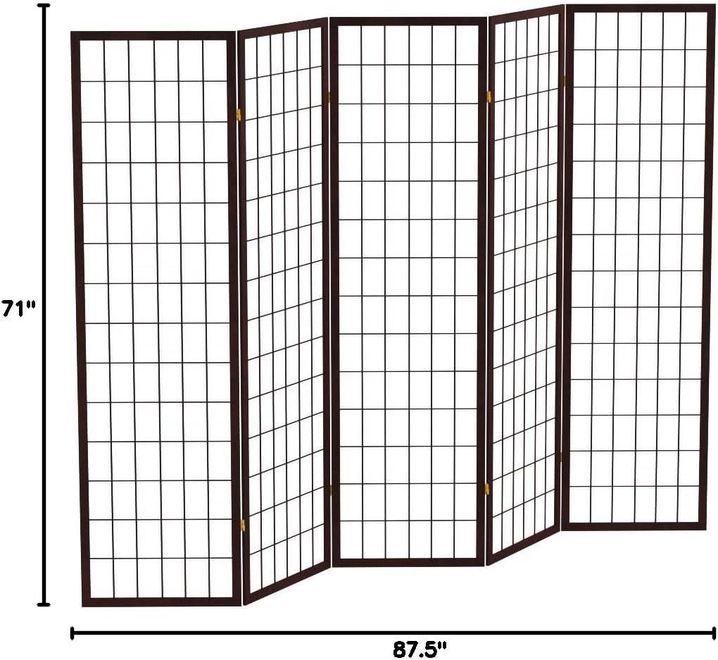 Espresso 5-Panel Shoji Style Folding Room Divider