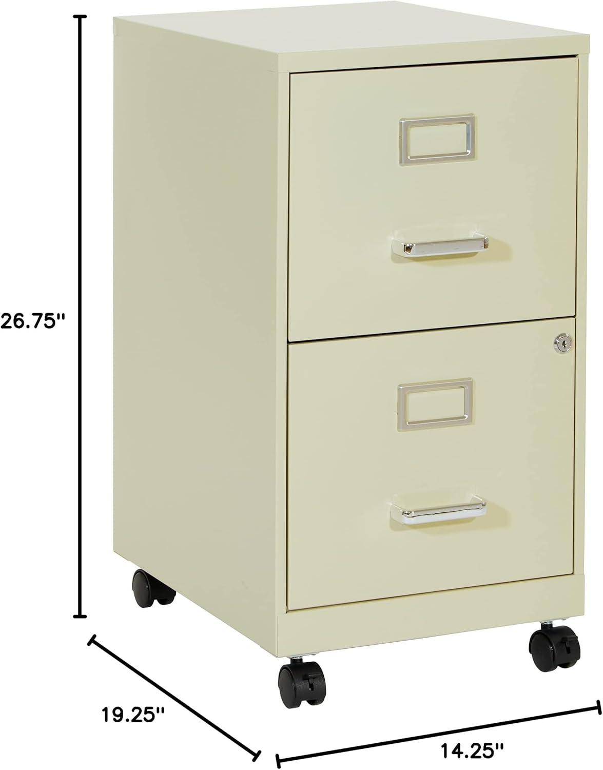 2 Drawer Mobile Locking Metal File Cabinet in Tan