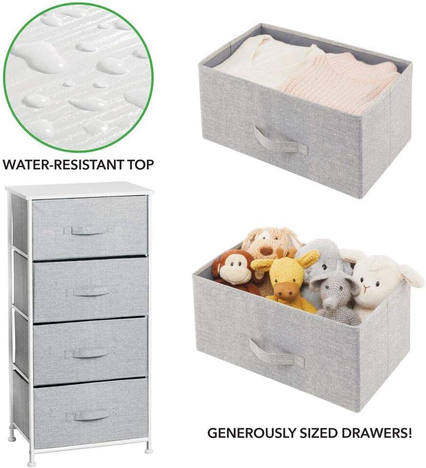mDesign Tall Dresser Storage Tower Stand with 4 Removable Fabric Drawers - Gray