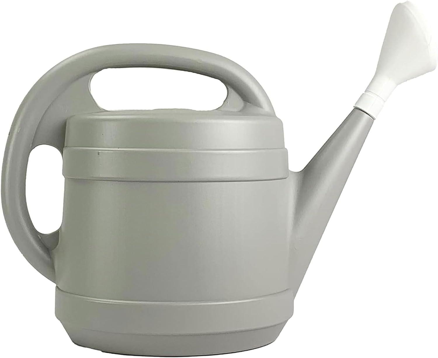 The HC Companies 2 Gallon Plant Watering Can with Large Mouth Feature and Ergonomic Design for Patio, Lawn, and Gardening Essentials, Gray