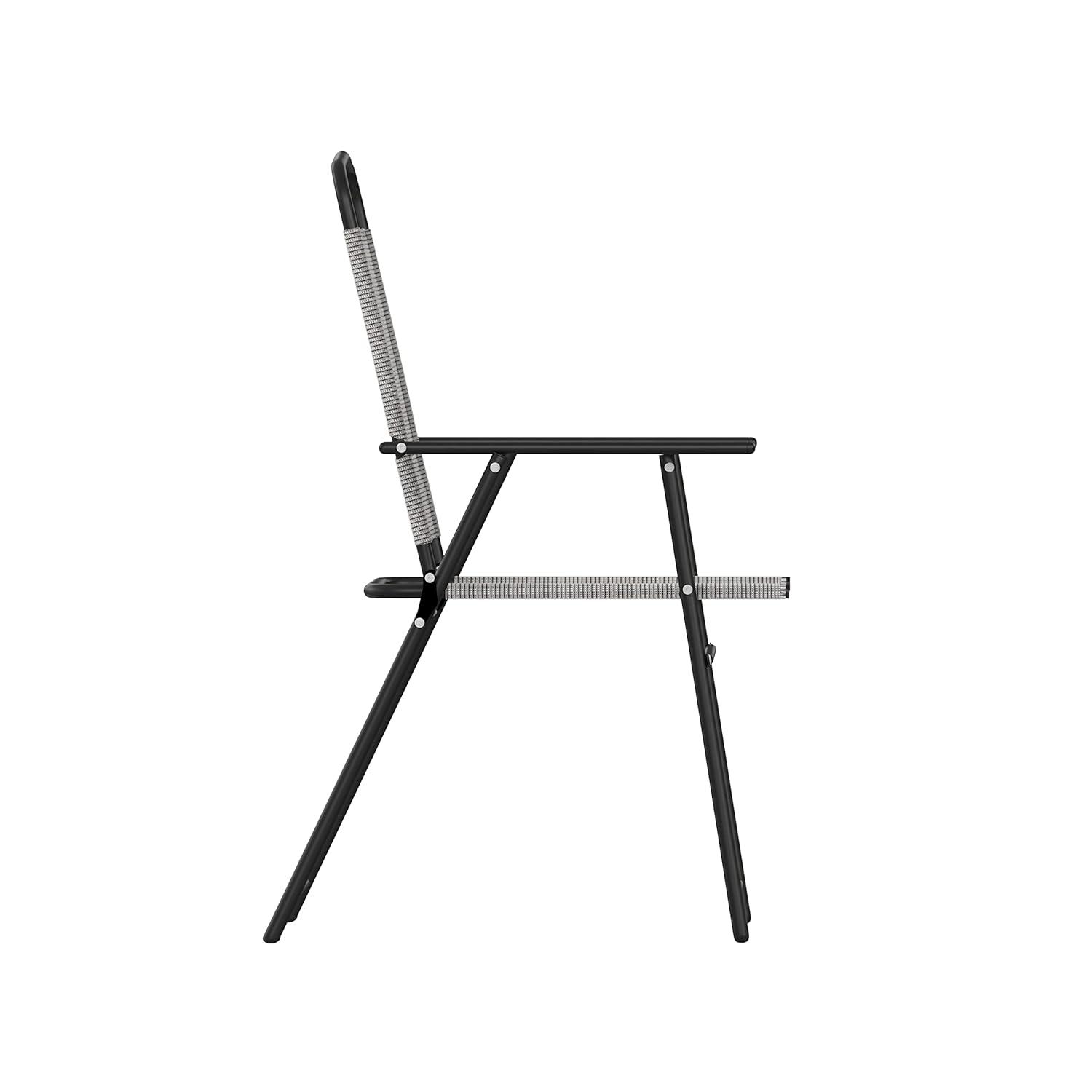 Flash Furniture Set of 2 Mystic Folding Patio Sling Chairs, Outdoor Textilene Lawn Chairs with Armrests in Gray